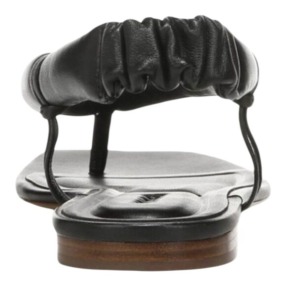 Vince Denton Black Leather Bubble Thong Flat Square Toe Sandal Size 6 Minimalist - Picture 4 of 14